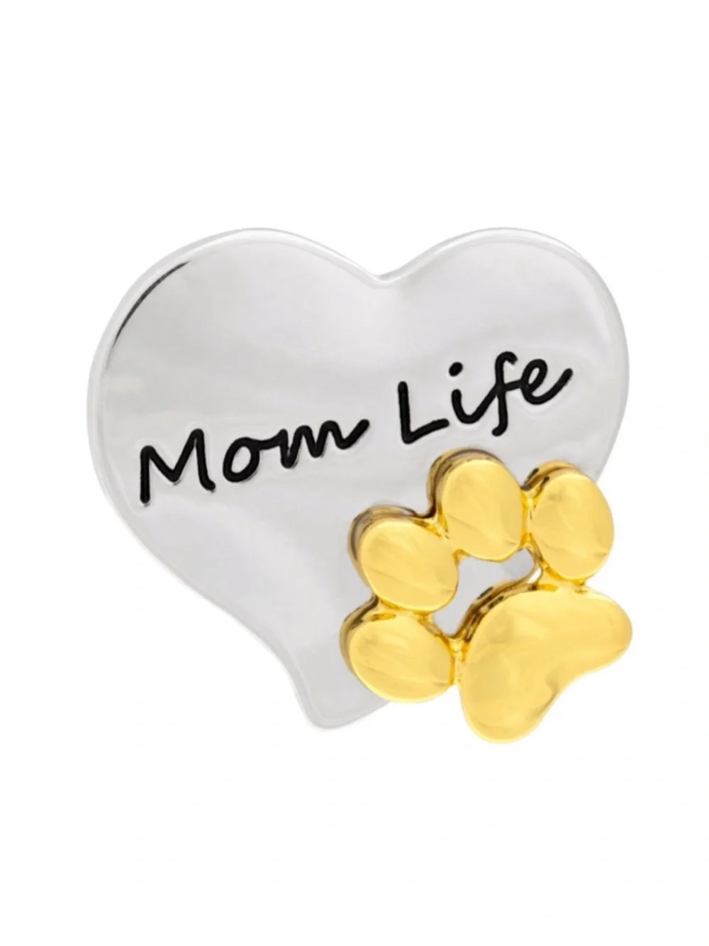 NEW GREATER GOOD NETWORK GOLD PAW PRINT “MOM LIFE” SILVER HEART PIN, BROOCH
